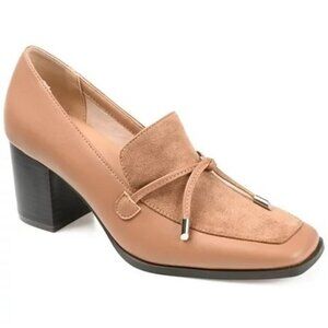 Journee Collection Tan Block Heel Loafers Size 8